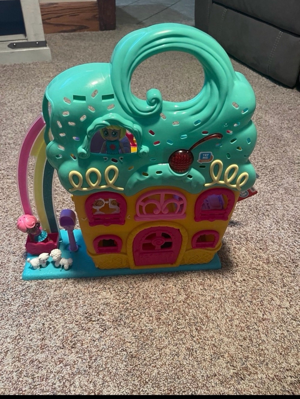 Colorful Kids Playhouse Carry Toy - Mint, Yellow & Pink